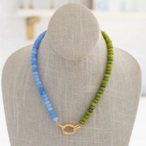 Elegant Blue and Green Beaded Gemstone Necklace